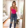 imageMANGOPOP Womens Cami Thong Bodysuit Double Lined Plunge Deep V Neck Backless Body Suit Adjustable Spaghetti Strap Tank TopsBabies Pink
