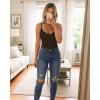 imageMANGOPOP Womens Cami Thong Bodysuit Double Lined Plunge Deep V Neck Backless Body Suit Adjustable Spaghetti Strap Tank TopsCoffee