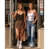 imageMANGOPOP Womens Cami Thong Bodysuit Double Lined Plunge Deep V Neck Backless Body Suit Adjustable Spaghetti Strap Tank TopsCoffee