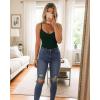 imageMANGOPOP Womens Cami Thong Bodysuit Double Lined Plunge Deep V Neck Backless Body Suit Adjustable Spaghetti Strap Tank TopsDark Green