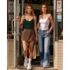 imageMANGOPOP Womens Cami Thong Bodysuit Double Lined Plunge Deep V Neck Backless Body Suit Adjustable Spaghetti Strap Tank TopsDark Green