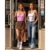 imageMANGOPOP Womens Cami Thong Bodysuit Double Lined Plunge Deep V Neck Backless Body Suit Adjustable Spaghetti Strap Tank TopsLight Pink