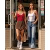 imageMANGOPOP Womens Cami Thong Bodysuit Double Lined Plunge Deep V Neck Backless Body Suit Adjustable Spaghetti Strap Tank TopsRed