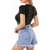 imageMANGOPOP Womens Round Neck Short Sleeve Bodysuit T Shirts Basic Body Suit TopsA2short Sleeve Black
