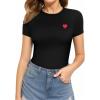 imageMANGOPOP Womens Round Neck Short Sleeve Bodysuit T Shirts Basic Body Suit TopsA3short Sleeve Black