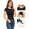 imageMANGOPOP Womens Round Neck Short Sleeve Bodysuit T Shirts Basic Body Suit TopsBblack