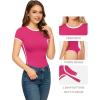 imageMANGOPOP Womens Round Neck Short Sleeve Bodysuit T Shirts Basic Body Suit TopsBrose Pink