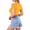 imageMANGOPOP Womens Round Neck Short Sleeve Bodysuit T Shirts Basic Body Suit TopsBshort Sleeve Ginger