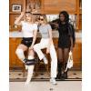 imageMANGOPOP Womens Round Neck Short Sleeve Bodysuit T Shirts Basic Body Suit TopsBshort Sleeve Light Heather Grey