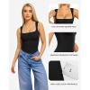 imageMANGOPOP Womens Square Neck Tank Top Bodysuit Sexy Double Lined Sleeveless Thong Body Suits Going Out TopsA01sleeveless Black