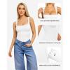 imageMANGOPOP Womens Square Neck Tank Top Bodysuit Sexy Double Lined Sleeveless Thong Body Suits Going Out TopsA02sleeveless White
