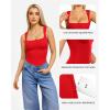 imageMANGOPOP Womens Square Neck Tank Top Bodysuit Sexy Double Lined Sleeveless Thong Body Suits Going Out TopsB05sleeveless Red