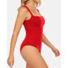 imageMANGOPOP Womens Square Neck Tank Top Bodysuit Sexy Double Lined Sleeveless Thong Body Suits Going Out TopsB05sleeveless Red