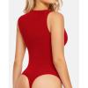 imageMANGOPOP Womens Square Neck Tank Top Bodysuit Sexy Double Lined Sleeveless Thong Body Suits Going Out TopsB05sleeveless Red