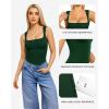 imageMANGOPOP Womens Square Neck Tank Top Bodysuit Sexy Double Lined Sleeveless Thong Body Suits Going Out TopsB06sleeveless Deep Green