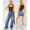 imageMANGOPOP Womens Square Neck Tank Top Bodysuit Sexy Double Lined Sleeveless Thong Body Suits Going Out TopsB07sleeveless Coffee