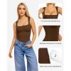 imageMANGOPOP Womens Square Neck Tank Top Bodysuit Sexy Double Lined Sleeveless Thong Body Suits Going Out TopsB07sleeveless Coffee
