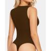 imageMANGOPOP Womens Square Neck Tank Top Bodysuit Sexy Double Lined Sleeveless Thong Body Suits Going Out TopsB07sleeveless Coffee