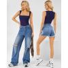 imageMANGOPOP Womens Square Neck Tank Top Bodysuit Sexy Double Lined Sleeveless Thong Body Suits Going Out TopsB08sleeveless Deep Blue
