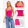 imageMANGOPOP Womens Square Neck Tank Top Bodysuit Sexy Double Lined Sleeveless Thong Body Suits Going Out TopsB09sleeveless Barbie Pink