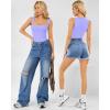 imageMANGOPOP Womens Square Neck Tank Top Bodysuit Sexy Double Lined Sleeveless Thong Body Suits Going Out TopsB10sleeveless Very Peri