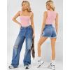 imageMANGOPOP Womens Square Neck Tank Top Bodysuit Sexy Double Lined Sleeveless Thong Body Suits Going Out TopsB11sleeveless Blushing Bride