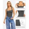 imageMANGOPOP Womens Square Neck Tank Top Bodysuit Sexy Double Lined Sleeveless Thong Body Suits Going Out TopsB12sleeveless Deep Grey