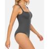 imageMANGOPOP Womens Square Neck Tank Top Bodysuit Sexy Double Lined Sleeveless Thong Body Suits Going Out TopsB12sleeveless Deep Grey