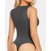 imageMANGOPOP Womens Square Neck Tank Top Bodysuit Sexy Double Lined Sleeveless Thong Body Suits Going Out TopsB12sleeveless Deep Grey