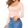 imageMANGOPOP Womens Square Neck Tank Top Bodysuit Sexy Double Lined Sleeveless Thong Body Suits Going Out TopsC18long Sleeve Blushing Bride