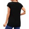 imageMANGOPOP Womens Tops Summer Trendy Cap Sleeve T Shirts Crew Neck Tunic Dressy Business Casual Work Outfits Clothes 2025Black