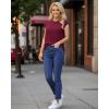 imageMANGOPOP Womens Tops Summer Trendy Cap Sleeve T Shirts Crew Neck Tunic Dressy Business Casual Work Outfits Clothes 2025Burgundy