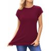 imageMANGOPOP Womens Tops Summer Trendy Cap Sleeve T Shirts Crew Neck Tunic Dressy Business Casual Work Outfits Clothes 2025Burgundy