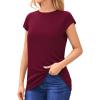 imageMANGOPOP Womens Tops Summer Trendy Cap Sleeve T Shirts Crew Neck Tunic Dressy Business Casual Work Outfits Clothes 2025Burgundy