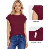 imageMANGOPOP Womens Tops Summer Trendy Cap Sleeve T Shirts Crew Neck Tunic Dressy Business Casual Work Outfits Clothes 2025Burgundy
