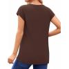 imageMANGOPOP Womens Tops Summer Trendy Cap Sleeve T Shirts Crew Neck Tunic Dressy Business Casual Work Outfits Clothes 2025Coffee