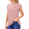 imageMANGOPOP Womens Tops Summer Trendy Cap Sleeve T Shirts Crew Neck Tunic Dressy Business Casual Work Outfits Clothes 2025Pearl Blush