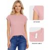 imageMANGOPOP Womens Tops Summer Trendy Cap Sleeve T Shirts Crew Neck Tunic Dressy Business Casual Work Outfits Clothes 2025Pearl Blush