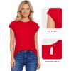 imageMANGOPOP Womens Tops Summer Trendy Cap Sleeve T Shirts Crew Neck Tunic Dressy Business Casual Work Outfits Clothes 2025Red
