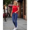 imageMANGOPOP Womens Tops Summer Trendy Cap Sleeve T Shirts Crew Neck Tunic Dressy Business Casual Work Outfits Clothes 2025Red
