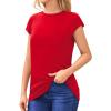 imageMANGOPOP Womens Tops Summer Trendy Cap Sleeve T Shirts Crew Neck Tunic Dressy Business Casual Work Outfits Clothes 2025Red