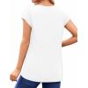 imageMANGOPOP Womens Tops Summer Trendy Cap Sleeve T Shirts Crew Neck Tunic Dressy Business Casual Work Outfits Clothes 2025White