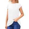 imageMANGOPOP Womens Tops Summer Trendy Cap Sleeve T Shirts Crew Neck Tunic Dressy Business Casual Work Outfits Clothes 2025White