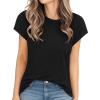 imageMANGOPOP Womens Tops Summer Trendy Cap Sleeve T Shirts Crew Neck Tunic Dressy Business Casual Work Outfits Clothes 2025Black