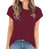 imageMANGOPOP Womens Tops Summer Trendy Cap Sleeve T Shirts Crew Neck Tunic Dressy Business Casual Work Outfits Clothes 2025Burgundy