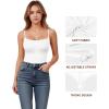 imageMANGOPOP Womens Cami Thong Bodysuit Double Lined Square Neck Backless Body Suit Adjustable Spaghetti Strap Tank Tops02white