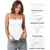 imageMANGOPOP Womens Cami Thong Bodysuit Double Lined Square Neck Backless Body Suit Adjustable Spaghetti Strap Tank Tops04lace White