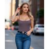 imageMANGOPOP Womens Cami Thong Bodysuit Double Lined Square Neck Backless Body Suit Adjustable Spaghetti Strap Tank TopsDeep Purple
