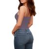imageMANGOPOP Womens Cami Thong Bodysuit Double Lined Square Neck Backless Body Suit Adjustable Spaghetti Strap Tank TopsDeep Purple