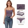 imageMANGOPOP Womens Cami Thong Bodysuit Double Lined Square Neck Backless Body Suit Adjustable Spaghetti Strap Tank TopsDeep Purple
